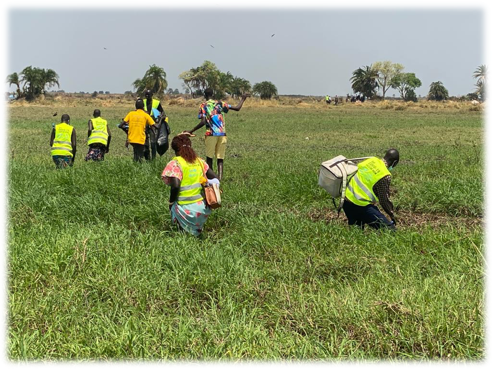 COVID-19 vaccinators in Rumbek cross streams and swamps to vaccinate cattle keepers